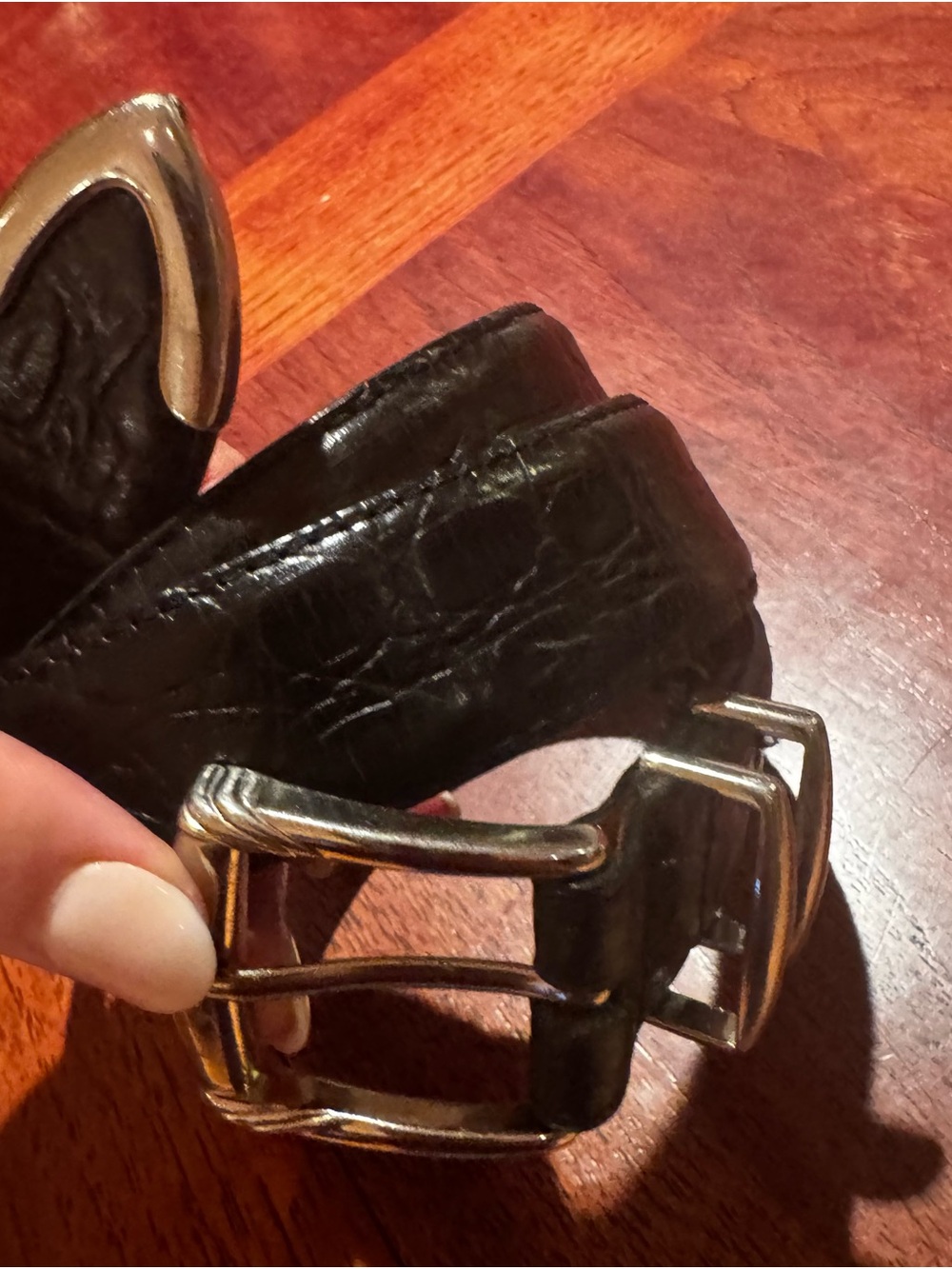 Cole Haan Men’s Black Croc Embossed Leather Belt Size 36 Made in USA